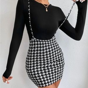 PETITE Houndstooth Print Suspender Skirt.. ******SKIRT ONLY*******